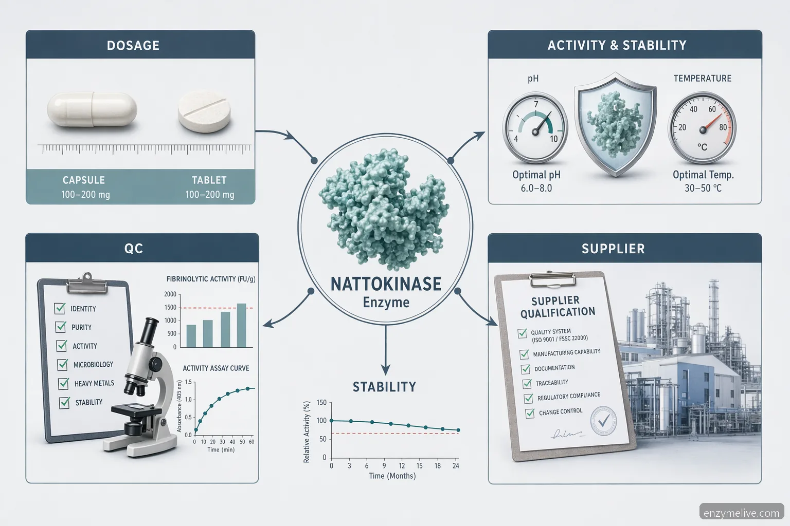 nattokinase supplements formulation guide with enzyme activity, dosage, QC, and supplier checks